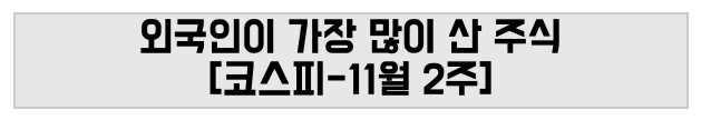 외국인이 가장 많이 산 주식 [코스피-11월2주]