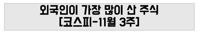 외국인이 가장 많이 산 주식 [코스피-11월3주]