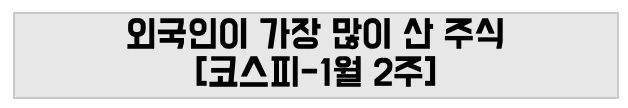 외국인이 가장 많이 산 주식 [코스피-1월2주]