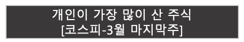 개인이 가장 많이 산 주식 | 코스피 3월 마지막주 |