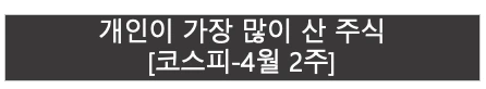 개인이 가장 많이 산 주식 | 코스피 4월 2주 |