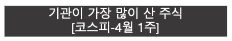 기관이 가장 많이 산 주식 | 코스피 4월 1주 |