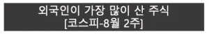 코스피 8월 2주 | 외국인이 가장 많이 산 주식