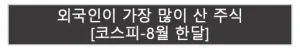 외국인이 가장 많이 산 주식 | 코스피 8월 한달